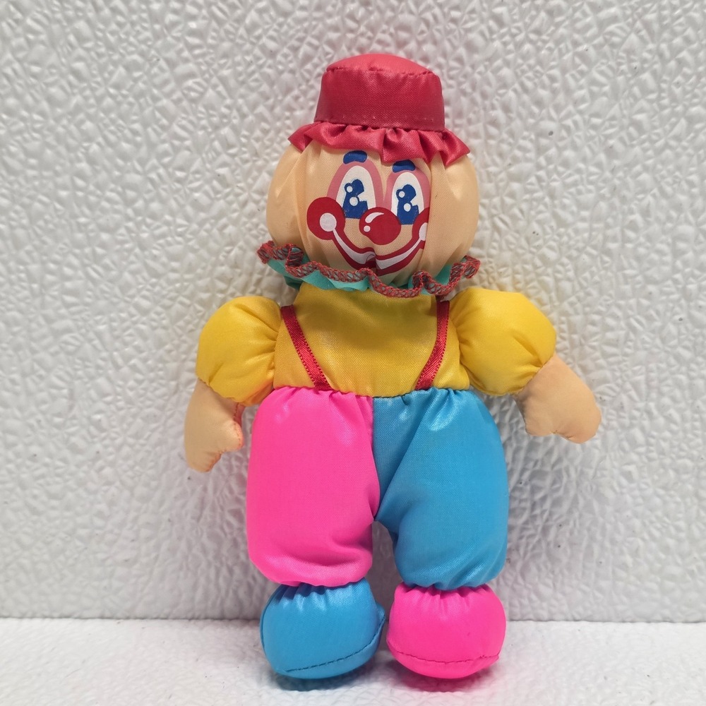 Vintage Tara Toy Mini See N Play Nylon Clown 5" Doll Plush